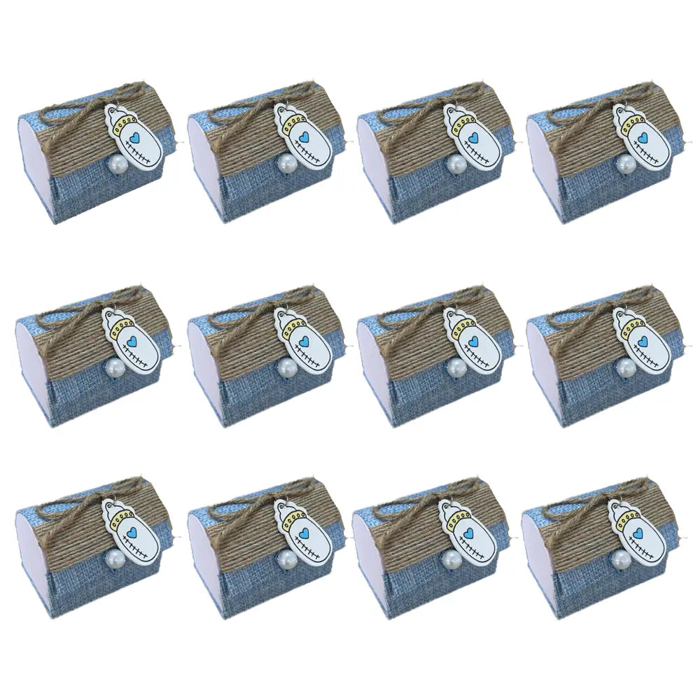 Pack of 12 Baby Bottle Favor Boxes - Blue