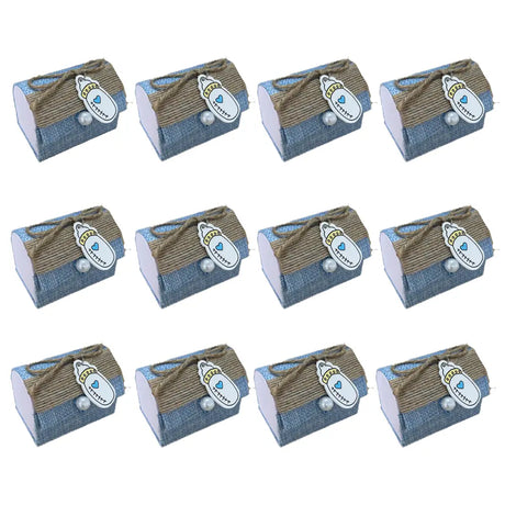 Pack of 12 Baby Bottle Favor Boxes - Blue