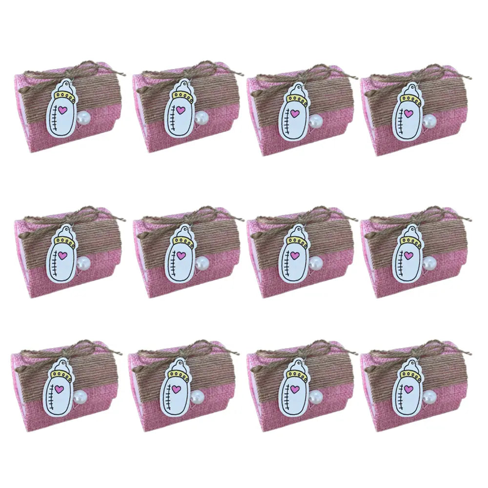 Pack de 12 Boîtes à Dragées Biberon - Rose