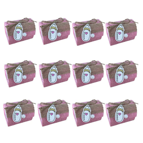 Pack of 12 Baby Bottle Favor Boxes - Pink