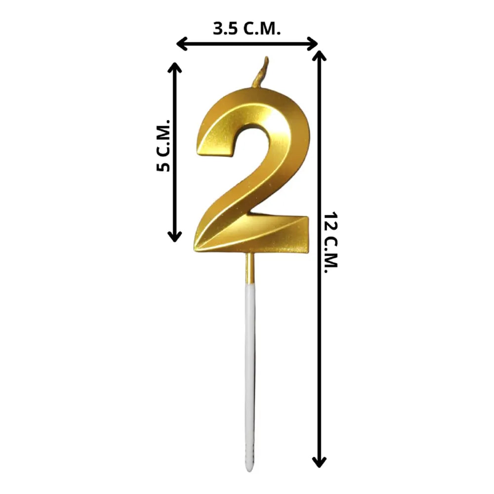 Bougie Sous Forme de Chiffres 2 - Doré
