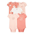 Lot de 5 bodies à manches courtes Carter's - Rose & Blanc