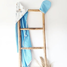 Baby Bulle Cape de Bain & Gant - Ours Bleu Ciel