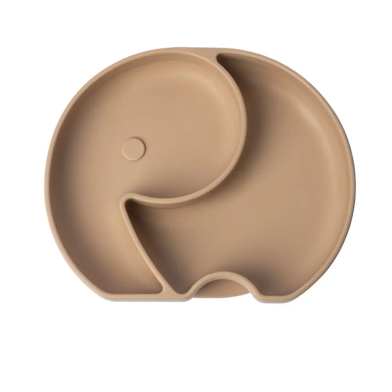 YUMMY Assiette Éléphant en Silicone avec Ventouse 4M+ - Caramel