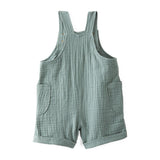 Salopette Short en Gaze de Coton Bio Bébé Little Planet - Vert Mousse