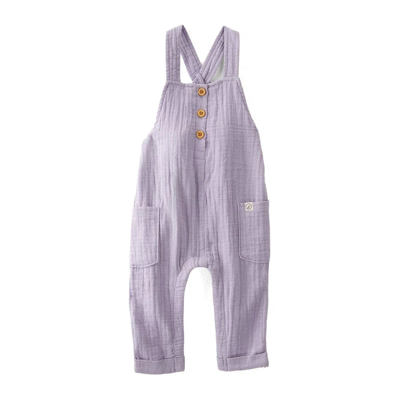 Salopette en Gaze de Coton Bio Bébé Fille Little Planet - Lilas
