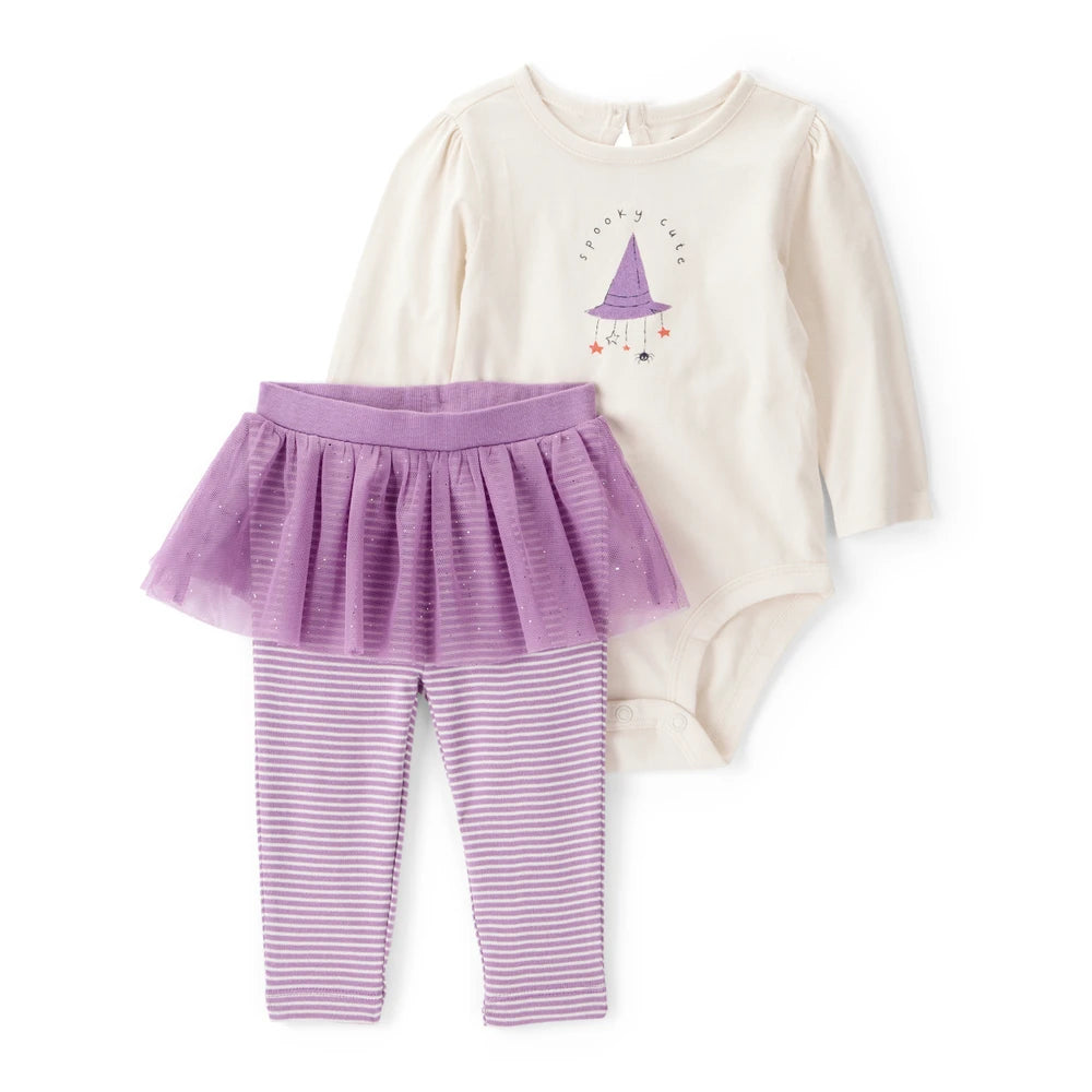Ensemble Body Spooky Cute & Pantalon Tutu Bébé Fille Carter's - Ivoire & Mauve