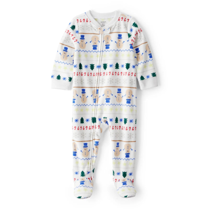 Baby Carter's Fleece Christmas Jacquard Sleep & Play - Ivory
