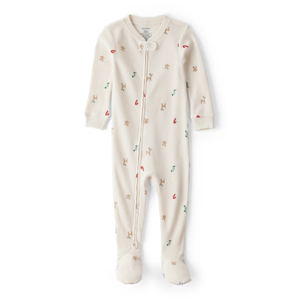 Grenouillère Thermique en Coton Motifs de Noël Bébé Carter's - Blanc