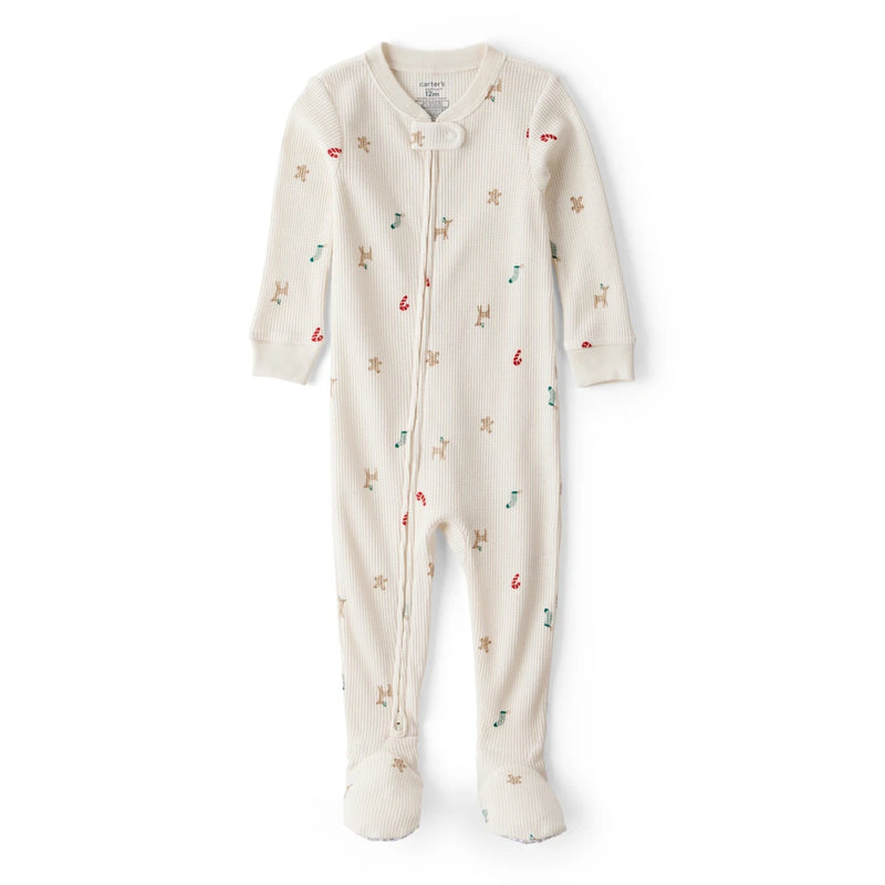 Grenouillère Thermique en Coton Motifs de Noël Bébé Carter's - Blanc