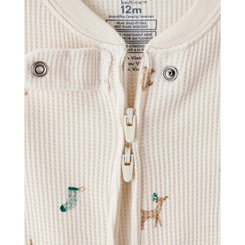 Grenouillère Thermique en Coton Motifs de Noël Bébé Carter's - Blanc
