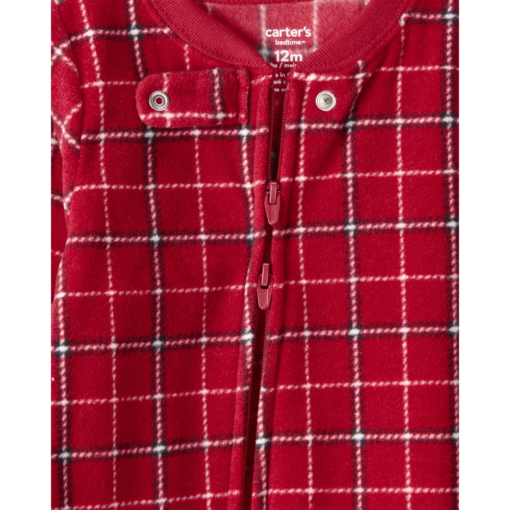 Grenouillère en Polaire Tartan Bébé Garçon Carter's - Rouge