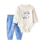 Ensemble Body Little Brother & Pantalon Voitures Bébé Garçon Carter's - Blanc & Bleu