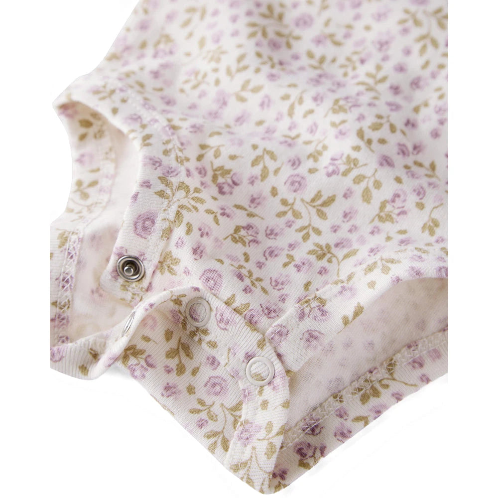 Lot de 2 Bodies à Manches Longues en Coton Bio Bébé Fille Little Planet - Fleurs Lilas