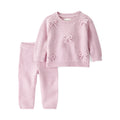 Ensemble 2 Pièces Pull en Tricot Coton Bio Nœuds Bébé Fille Little Planet - Rose