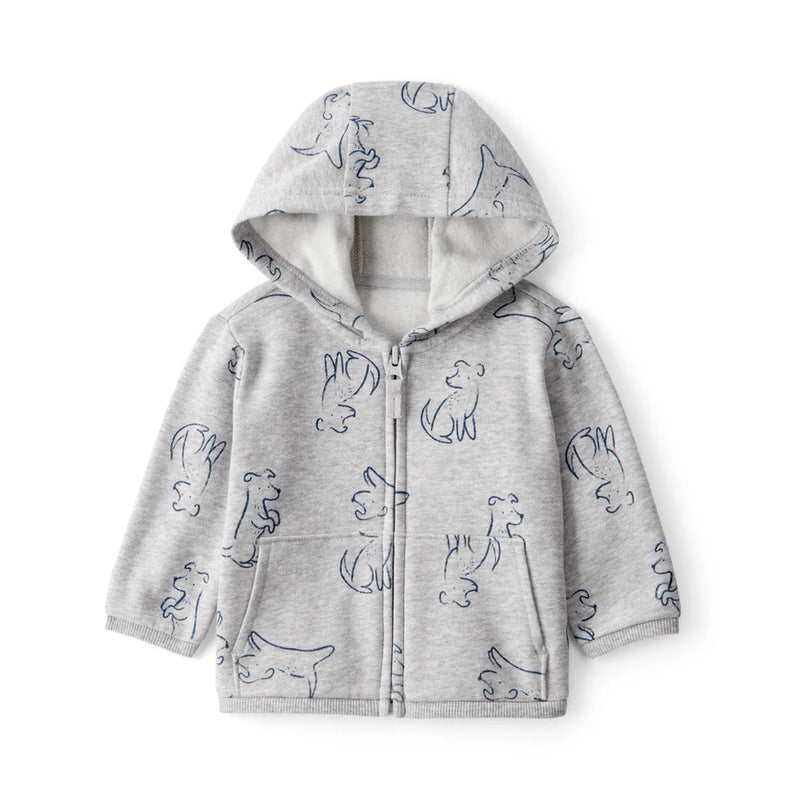 Baby Boy Carter's Dog Zip-Up Hoodie - Gray
