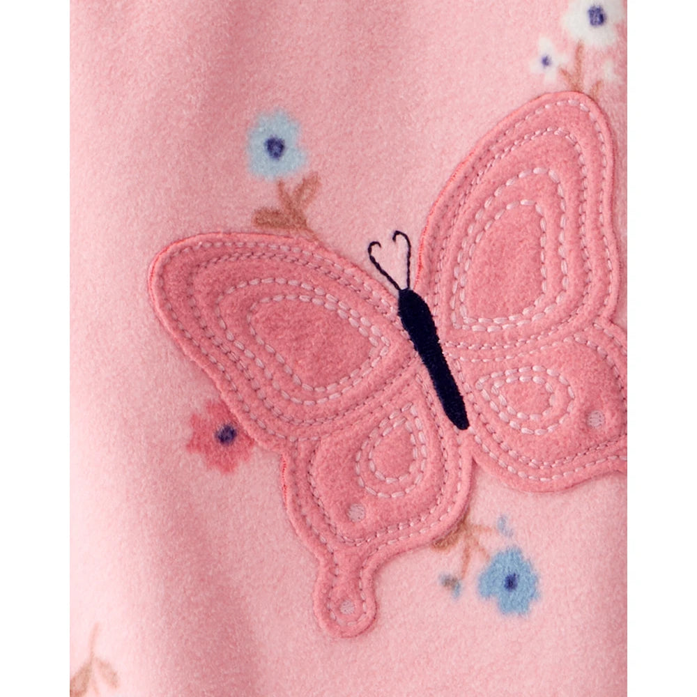 Grenouillère en Polaire Papillons & Fleurs Bébé Fille Carter's - Rose