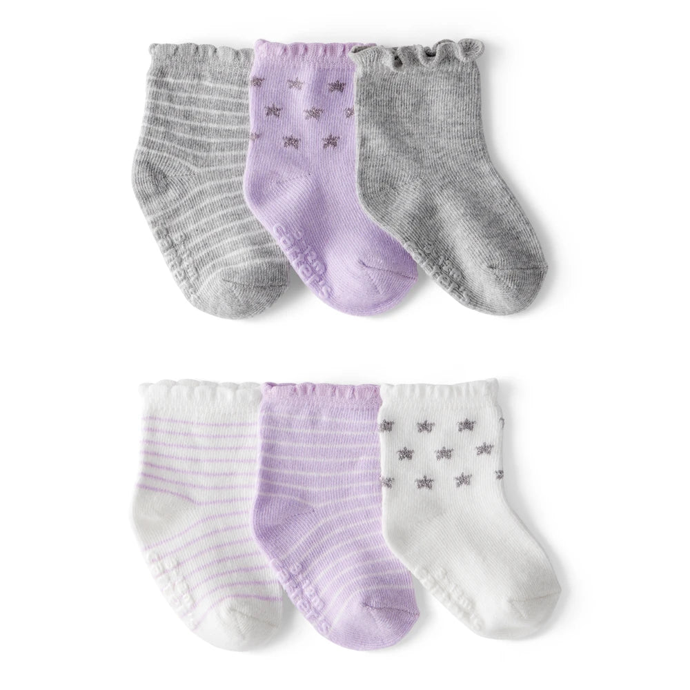 Lot de 6 Paires de Socquettes à Pois Bébé Fille Carter's - Lavande & Gris