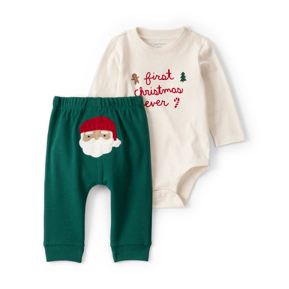 Ensemble Body & Pantalon My First Christmas Bébé Carter's - Crème & Vert