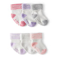 Baby Girl Carter's 6-Pack Striped Cuffed Ankle Socks - Purple & Pink