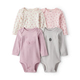 Lot de 4 Bodies à Manches Longues Renard & Koala Bébé Fille Carter's - Mauve Blanc & Rose