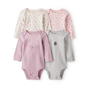 Lot de 4 Bodies à Manches Longues Renard & Koala Bébé Fille Carter's - Mauve Blanc & Rose