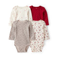 Baby Girl Carter's 4-Pack Long-Sleeve Leopard & Candy Cane Bodysuits - Red & White