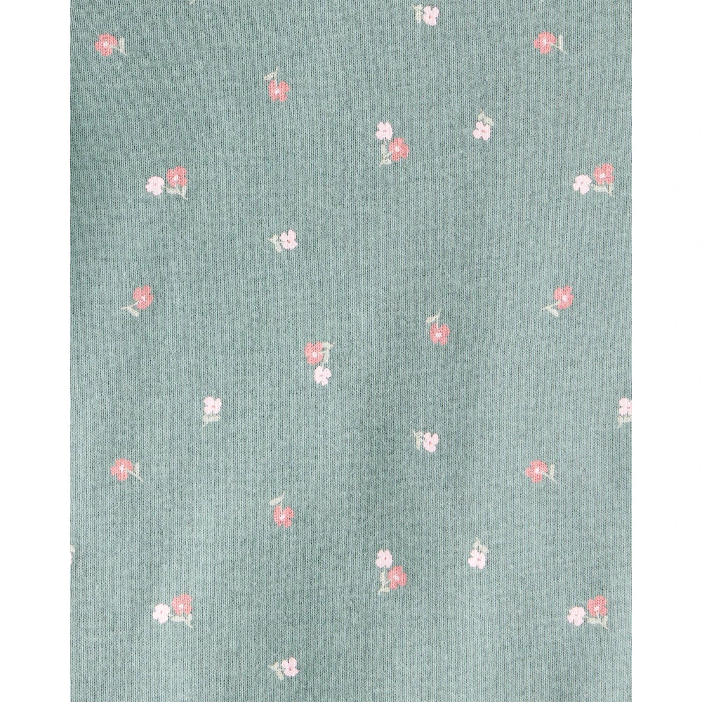 Lot de 4 Bodies à Manches Longues Hiboux & Fleurs Bébé Fille Carter's - Vert Rose & Blanc