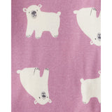 Lot de 4 Bodies à Manches Longues Ours Polaire au Ski Bébé Fille Carter's - Blanc Mauve & Bleu
