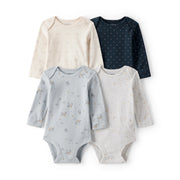Lot de 4 Bodies à Manches Longues Licorne & Arc-en-ciel Bébé Fille Carter's - Marine & Blanc