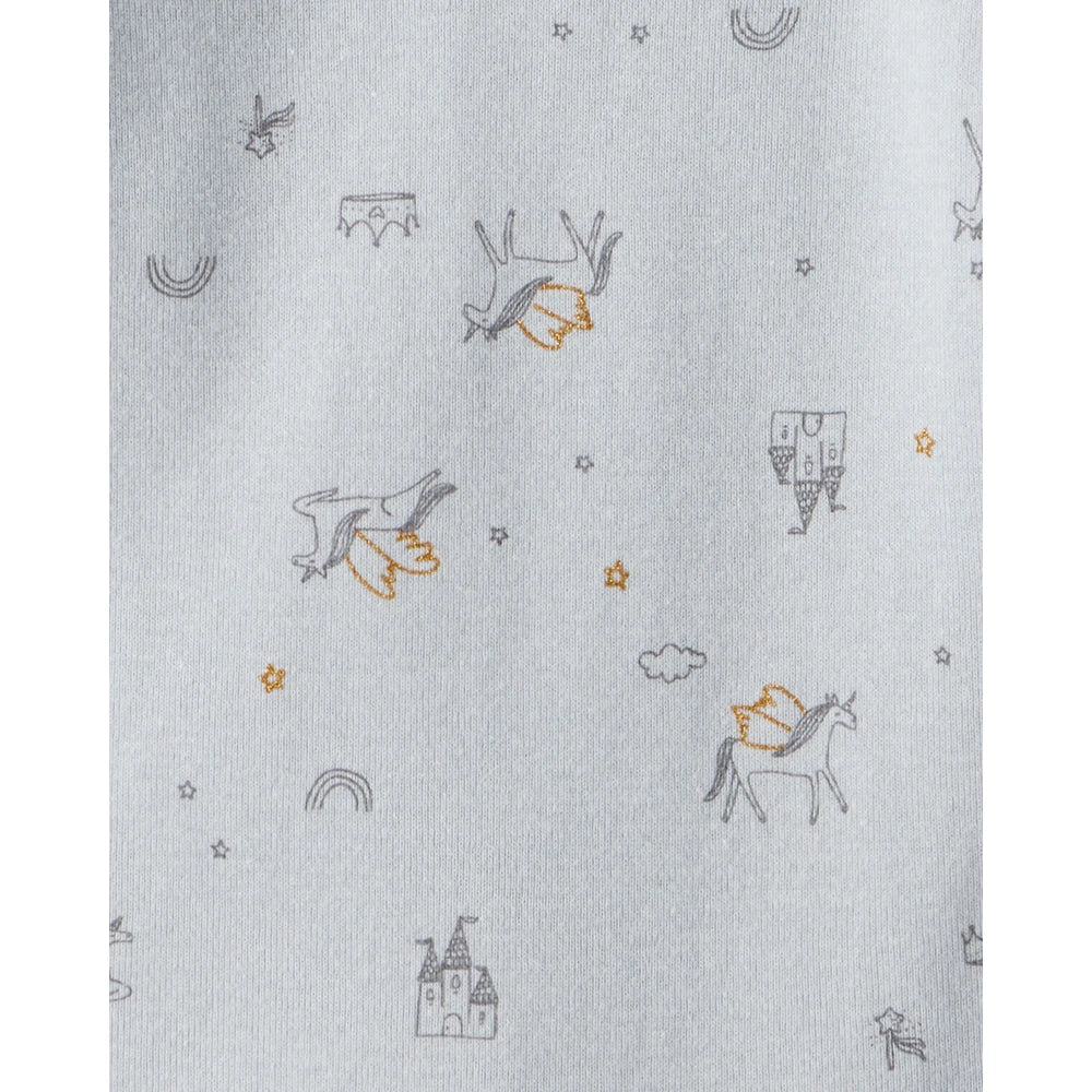 Lot de 4 Bodies à Manches Longues Licorne & Arc-en-ciel Bébé Fille Carter's - Marine & Blanc