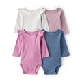 Baby Girl Carter's 4-Pack Long-Sleeve Ruffle Shoulder Bodysuits - Blue & Pink