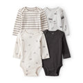 Baby Boy Carter's 4-Pack Long-Sleeve Sheep & Stripe Bodysuits - White