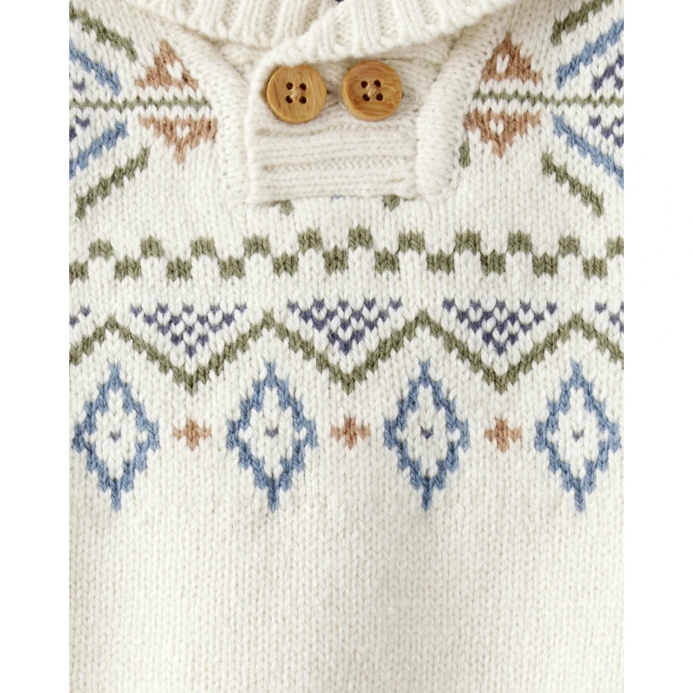 Pull Jacquard à Col Châle Bébé Garçon OshKosh - Crème