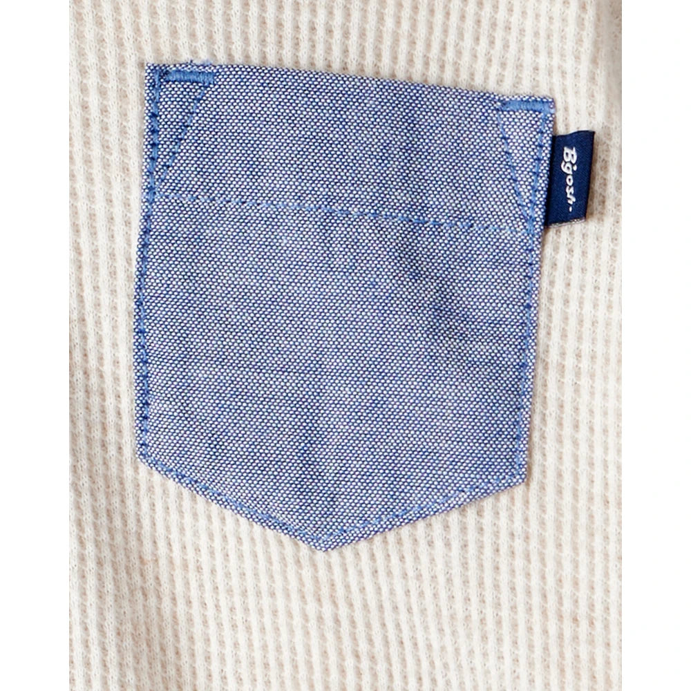 Haut à Capuche Gaufré à Manches Longues Bébé Garçon OshKosh - Beige