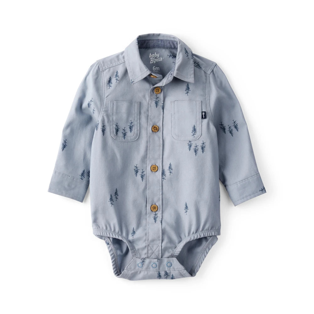 Body Tissé Imprimé à Manches Longues Bébé Garçon OshKosh - Bleu