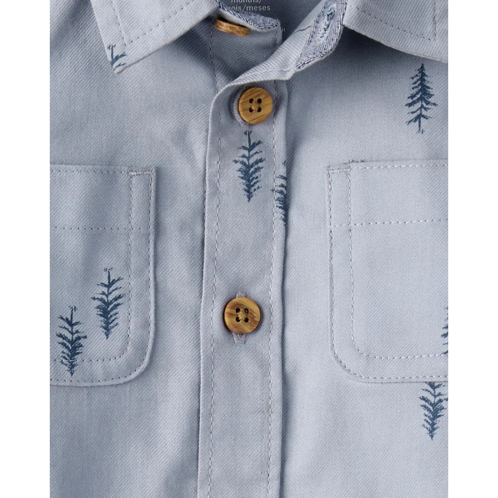 Body Tissé Imprimé à Manches Longues Bébé Garçon OshKosh - Bleu