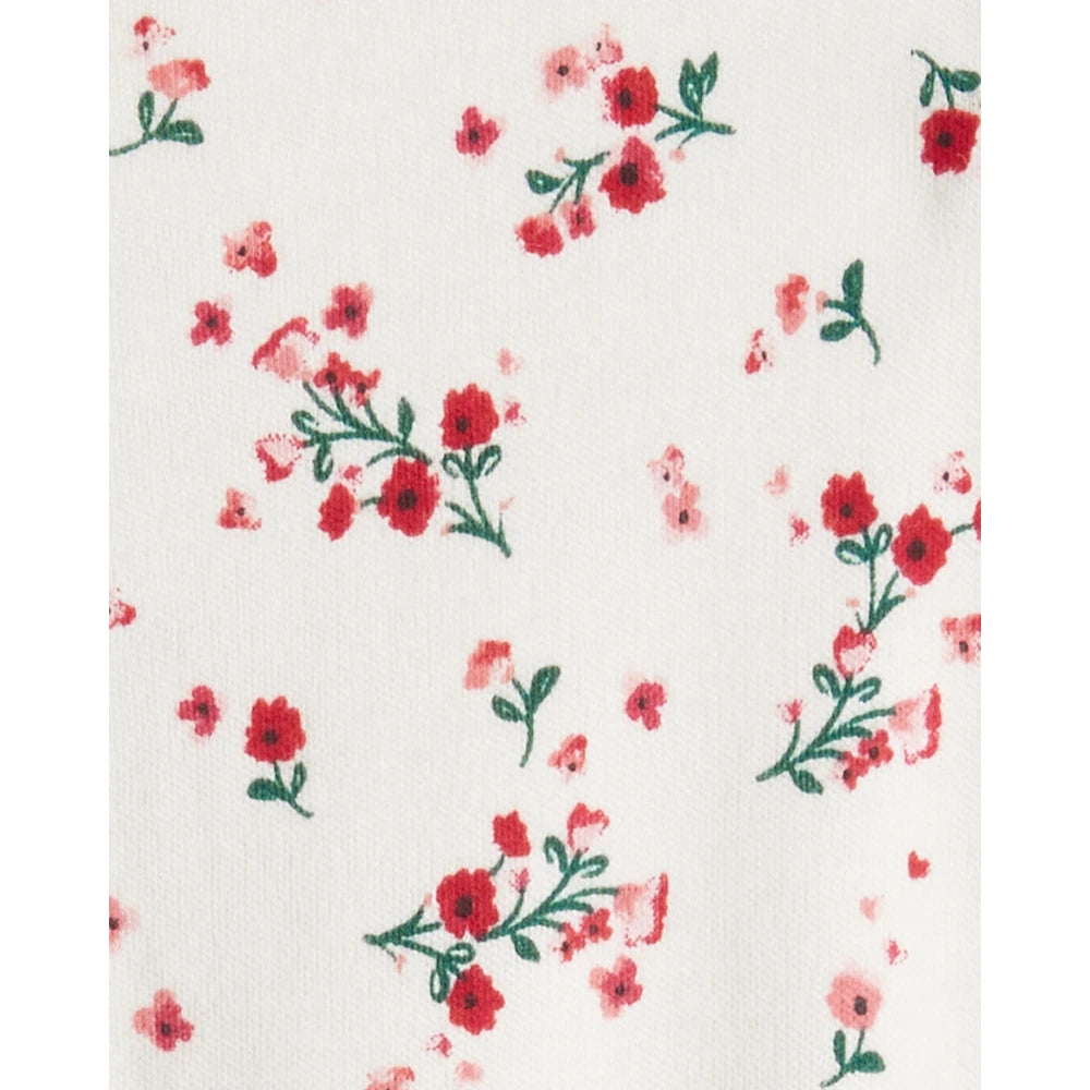 Grenouillère en Coton Petites Fleurs & Nœuds Bébé Fille Carter's - Blanc & Rouge