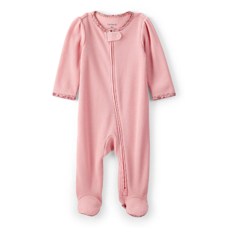 Baby Girl Carter's Textured Floral Trim Sleep & Play - Pink