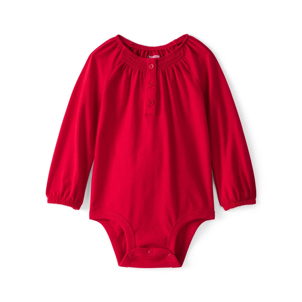 Body à Smocks à Manches Longues Bébé Fille OshKosh - Rouge