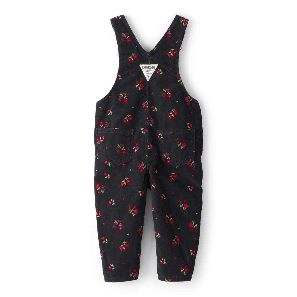 Salopette en Velours Côtelé Fleurie Bébé Fille OshKosh - Noir