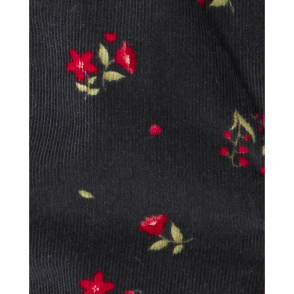 Salopette en Velours Côtelé Fleurie Bébé Fille OshKosh - Noir