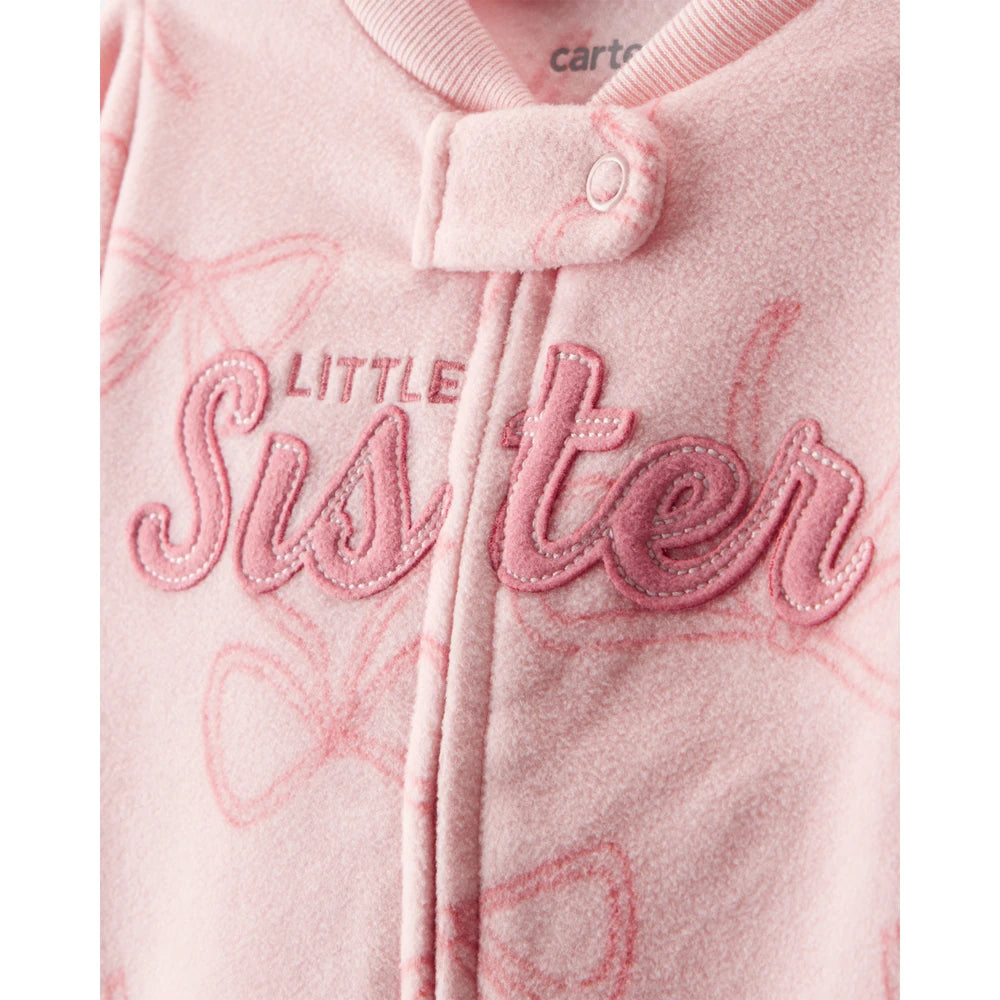 Grenouillère en Micropolaire Nœuds Little Sis Bébé Fille Carter's - Rose
