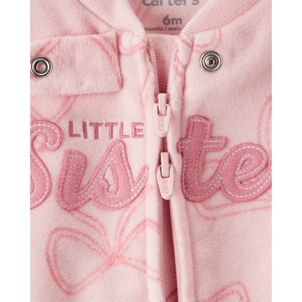 Grenouillère en Micropolaire Nœuds Little Sis Bébé Fille Carter's - Rose