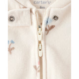 Grenouillère en Micropolaire Petites Fleurs Bébé Fille Carter's - Blanc