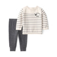 Ensemble 2 Pièces T-shirt Rayé Mouton & Pantalon Bébé Garçon Carter's - Blanc & Gris
