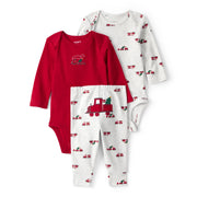 Ensemble 3 Pièces Bodies & Pantalon Train de Noël Bébé Garçon Carter's - Rouge