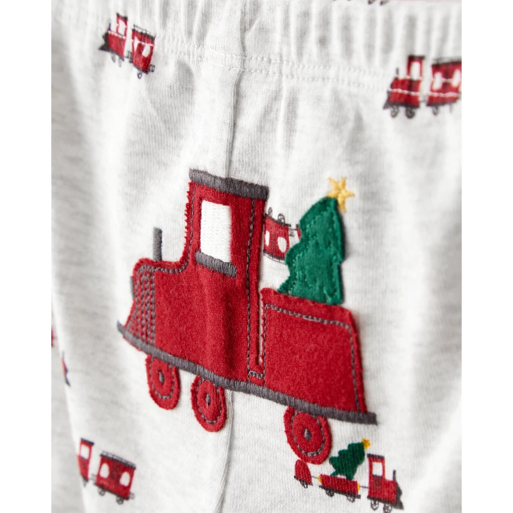 Ensemble 3 Pièces Bodies & Pantalon Train de Noël Bébé Garçon Carter's - Rouge
