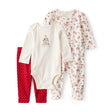 Ensemble 3 Pièces Grenouillère de Noël Fleuri Bébé Fille Carter's - Rouge