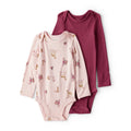 Baby Girl Carter's 2-Pack Long-Sleeve PurelySoft Fawn Bodysuits - Burgundy & Pink